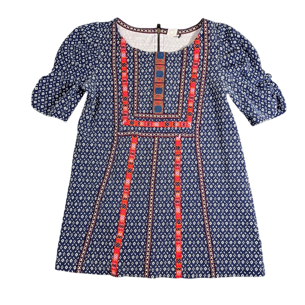 Akemi + Kin Anthropologie Blue Geometric‎ Embroidered Boho Tunic Top Large